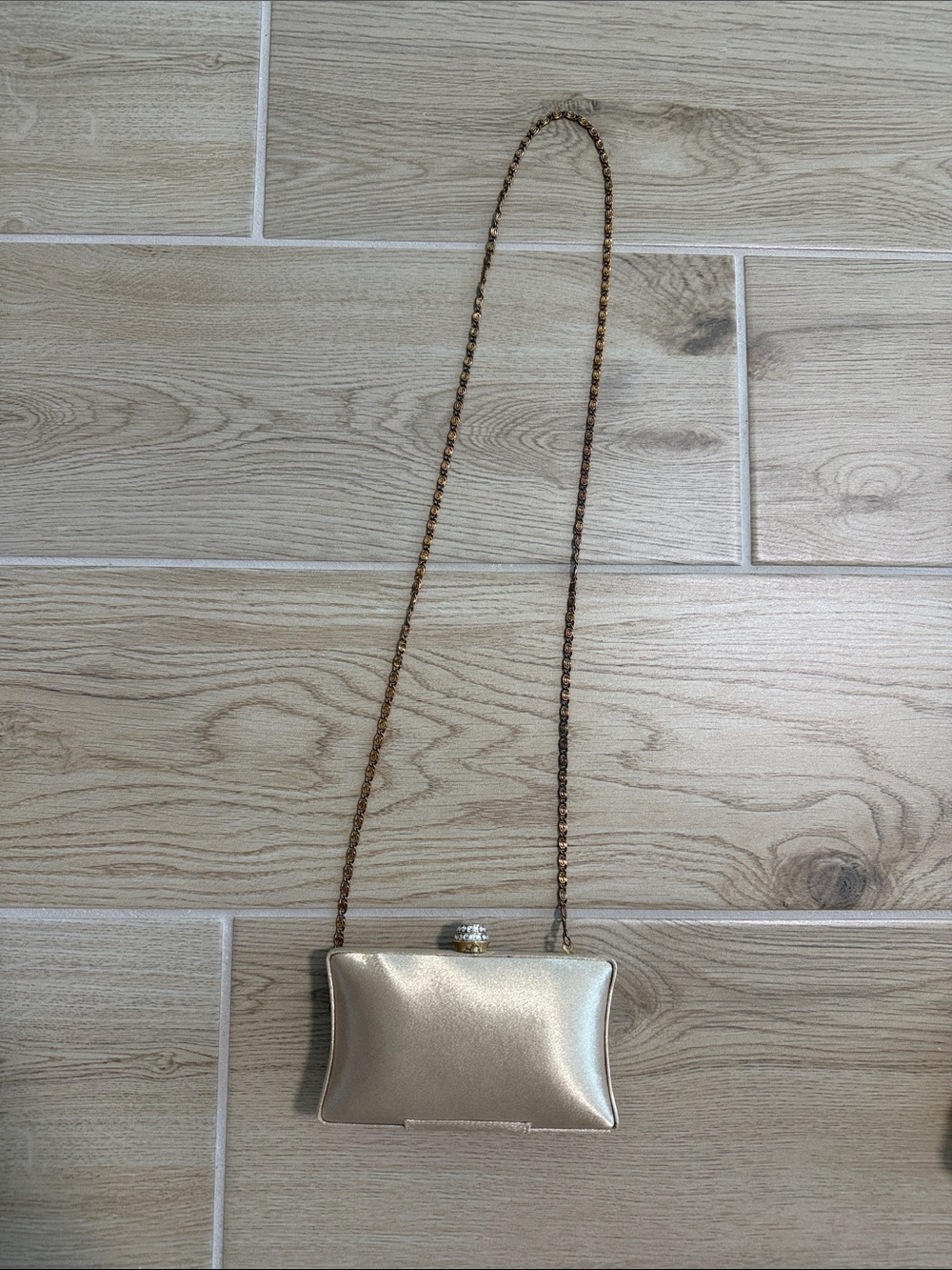 Gold Metallic Evening Clutch with Chain Strap